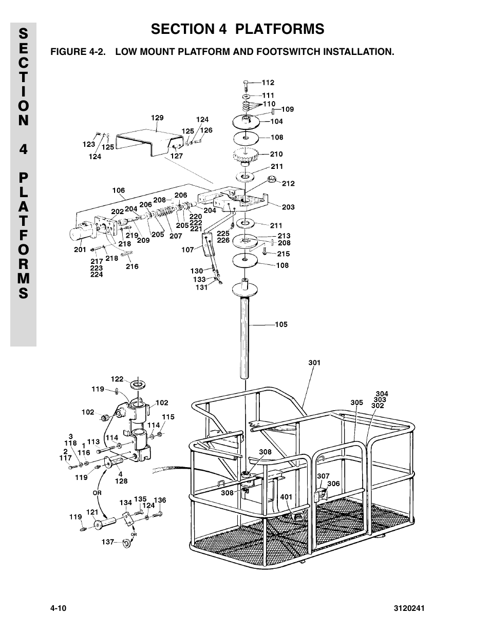 Low mount platform and footswitch installation -10 | JLG 40H Parts Manual User Manual | Page 298 / 476