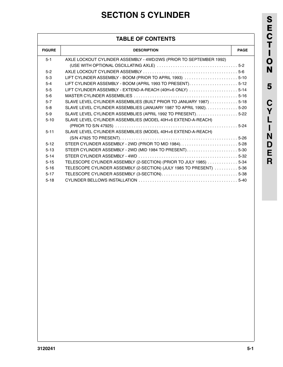 Section 5 cylinder, Section 5 - cylinder -1 | JLG 40H Parts Manual User Manual | Page 339 / 476
