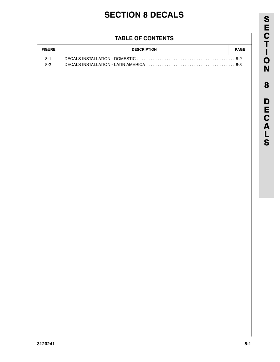 Section 8 decals, Section 8 - decals -1 | JLG 40H Parts Manual User Manual | Page 455 / 476