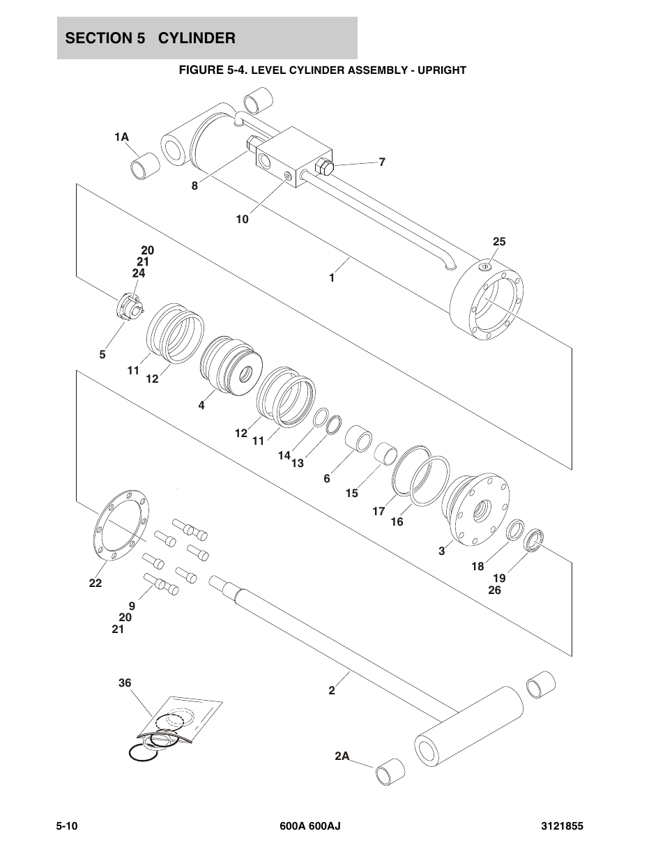 Figure 5-4. level cylinder assembly - upright | JLG 600A_AJ Parts Manual User Manual | Page 216 / 314