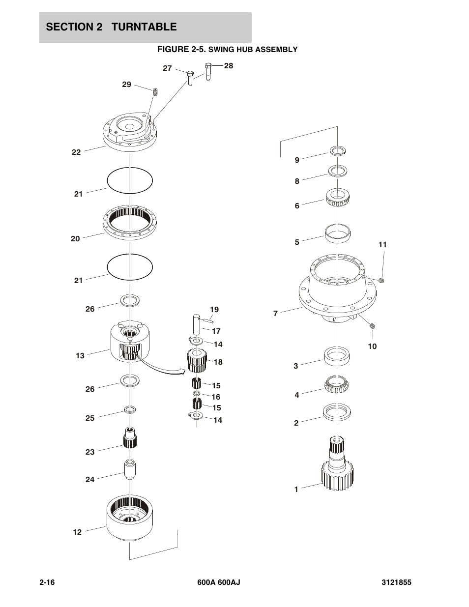 Figure 2-5. swing hub assembly | JLG 600A_AJ Parts Manual User Manual | Page 78 / 314