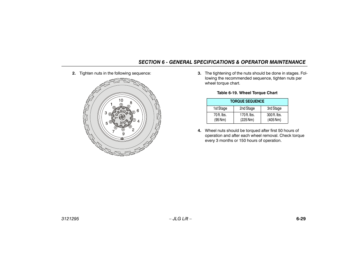 19 wheel torque chart -29 | JLG 740AJ Operator Manual User Manual | Page 121 / 132