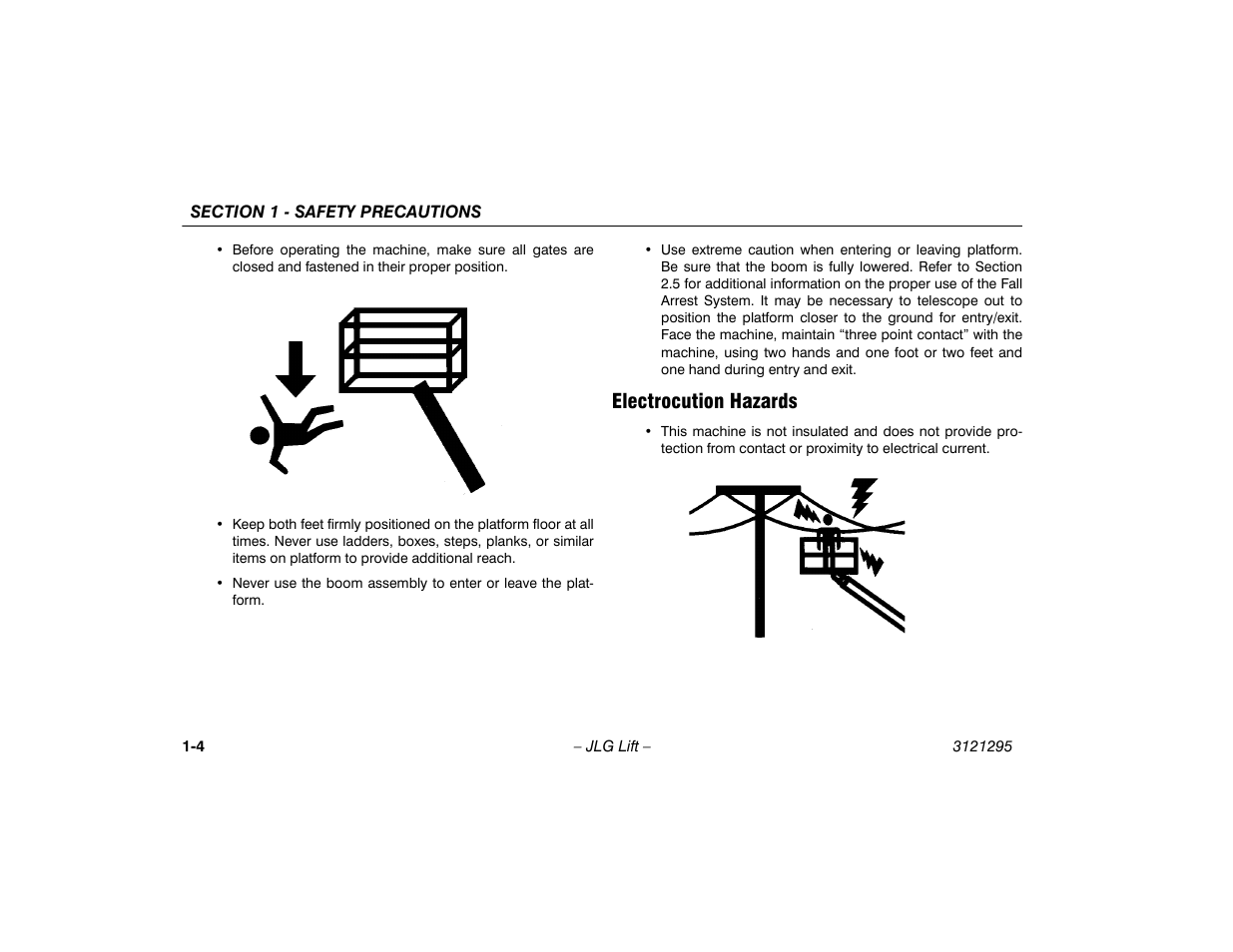 Electrocution hazards, Electrocution hazards -4 | JLG 740AJ Operator Manual User Manual | Page 14 / 132