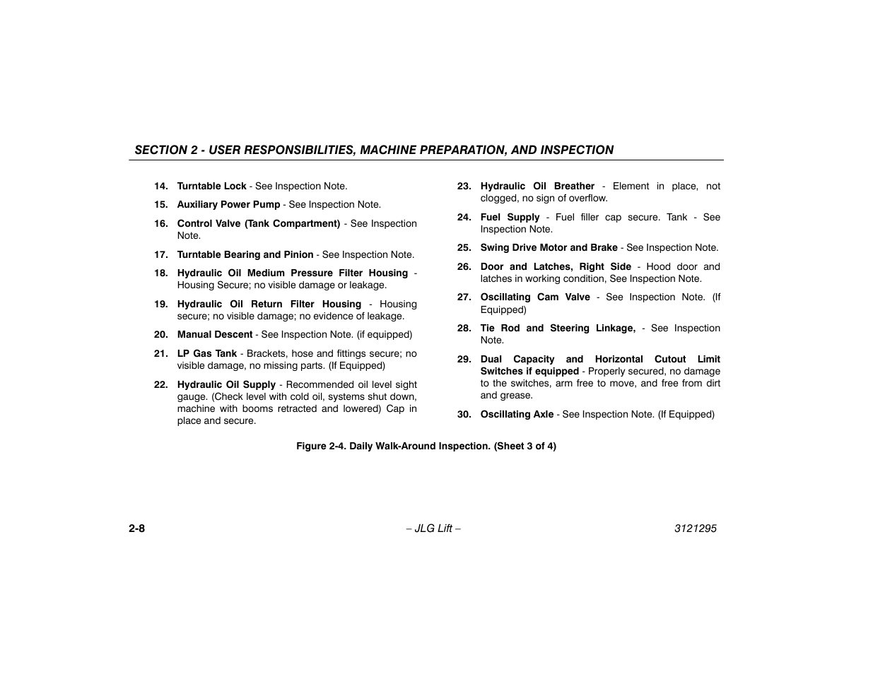 Daily walk-around inspection. (sheet 3 of 4) -8 | JLG 740AJ Operator Manual User Manual | Page 28 / 132