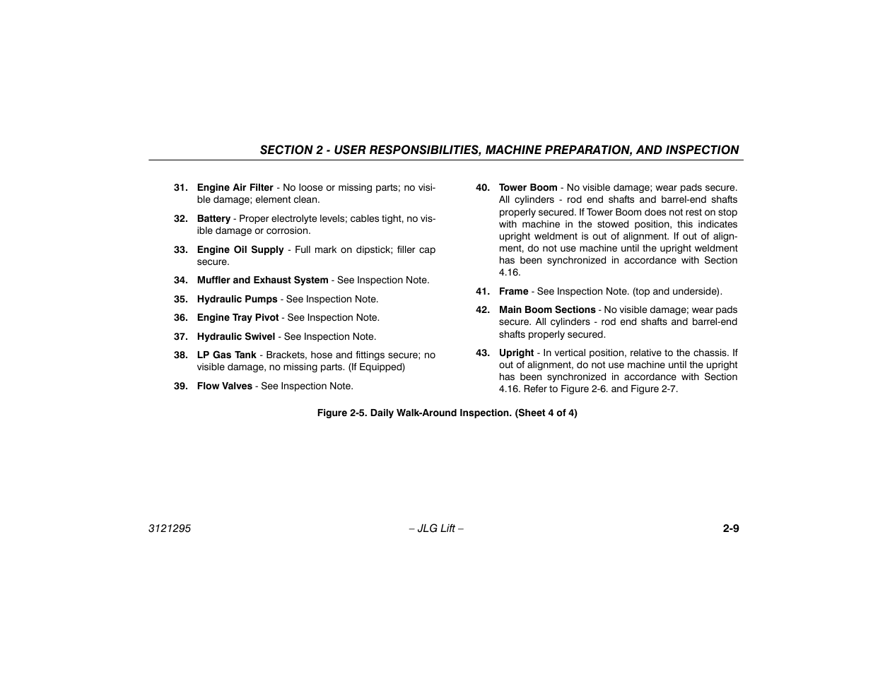 Daily walk-around inspection. (sheet 4 of 4) -9 | JLG 740AJ Operator Manual User Manual | Page 29 / 132