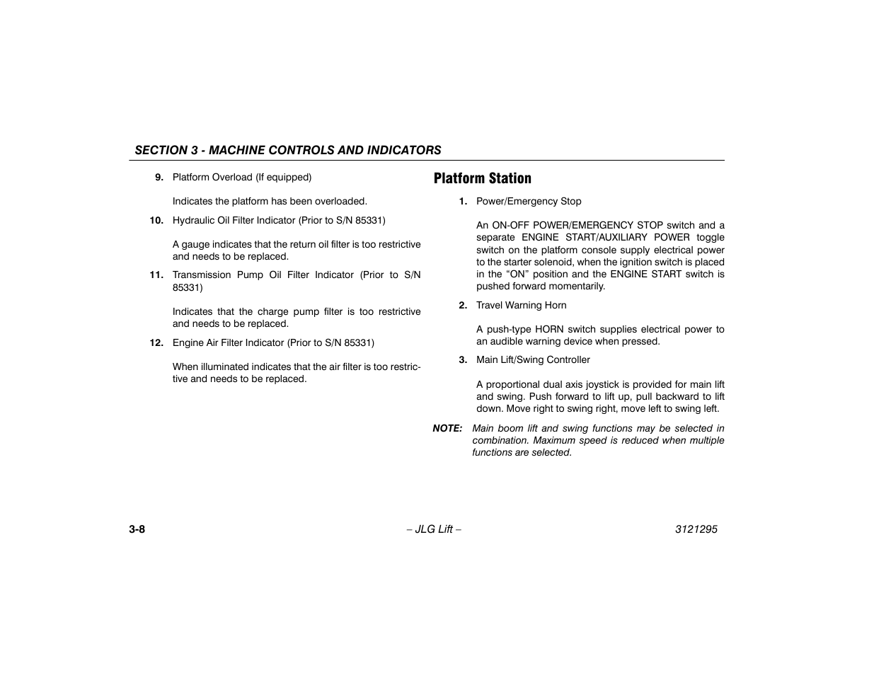 Platform station, Platform station -8 | JLG 740AJ Operator Manual User Manual | Page 48 / 132