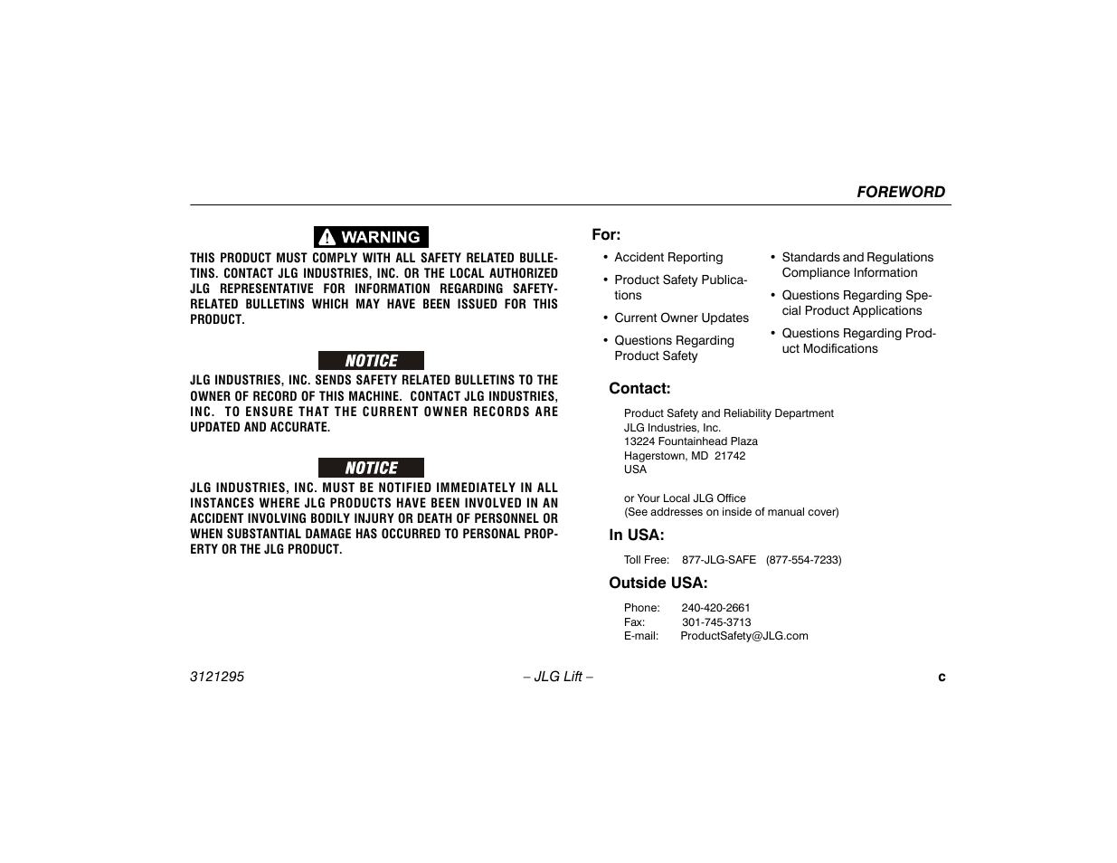 JLG 740AJ Operator Manual User Manual | Page 5 / 132