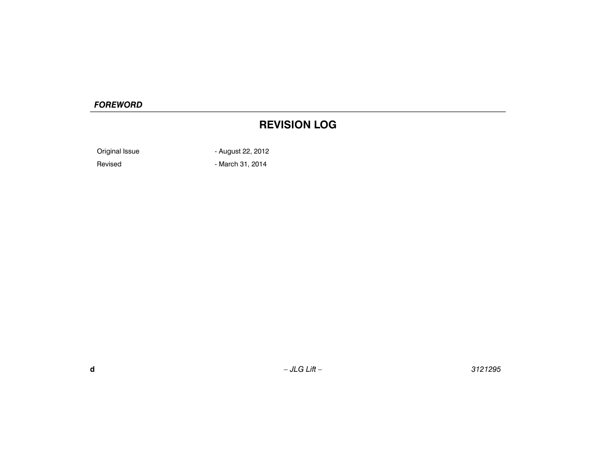 Revision log | JLG 740AJ Operator Manual User Manual | Page 6 / 132