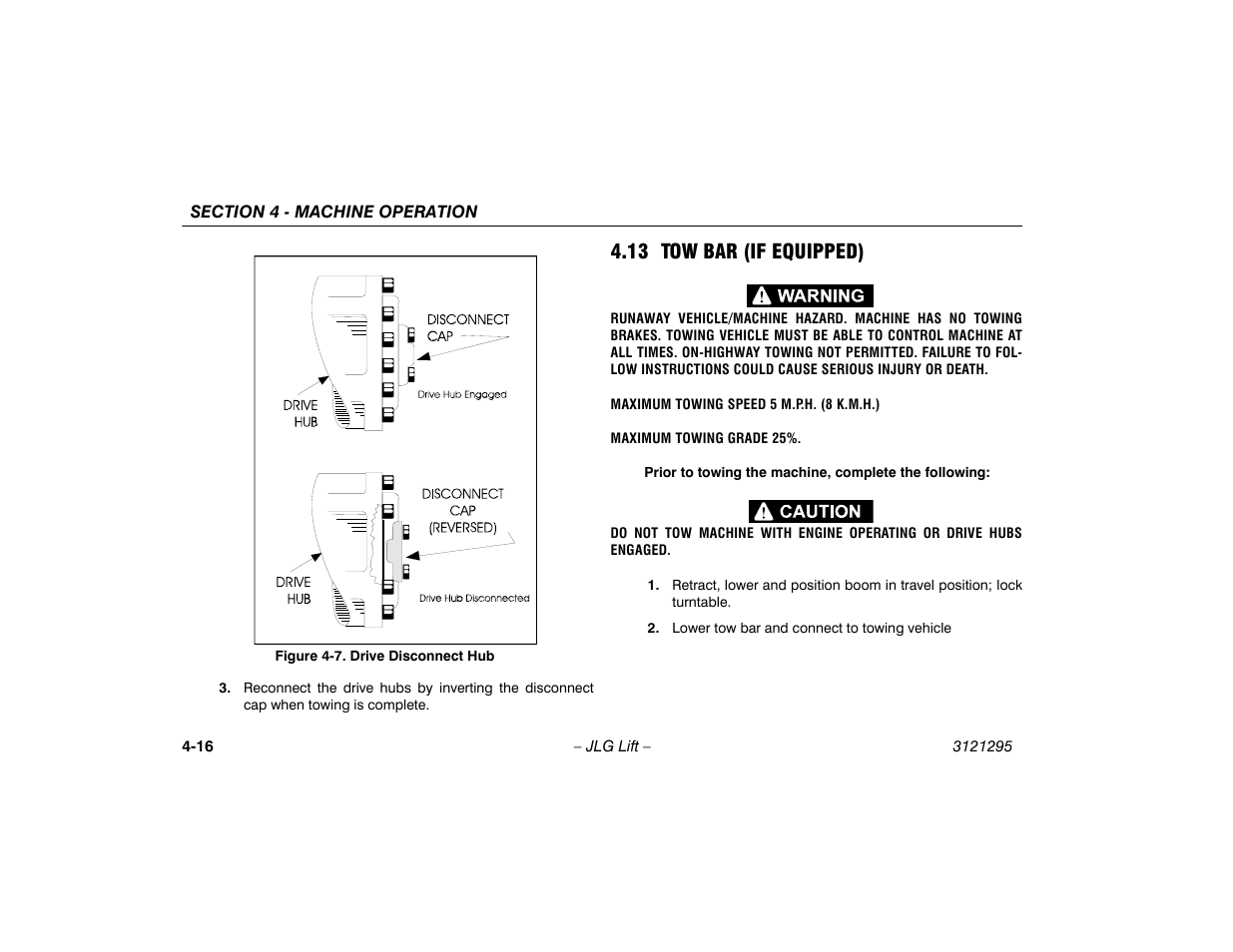 13 tow bar (if equipped), 13 tow bar (if equipped) -16, Drive disconnect hub -16 | JLG 740AJ Operator Manual User Manual | Page 78 / 132