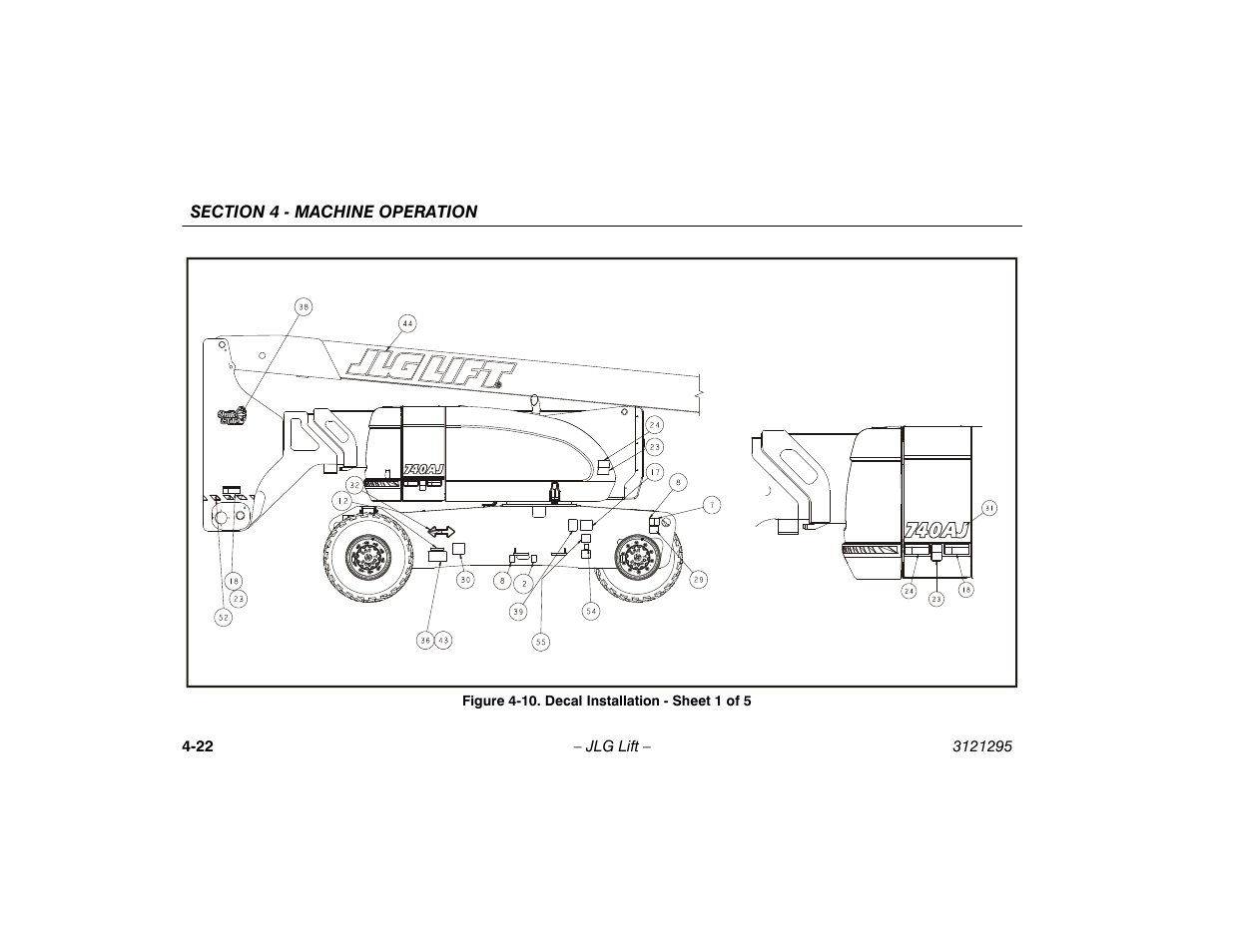 10. decal installation - sheet 1 of 5 -22 | JLG 740AJ Operator Manual User Manual | Page 84 / 132