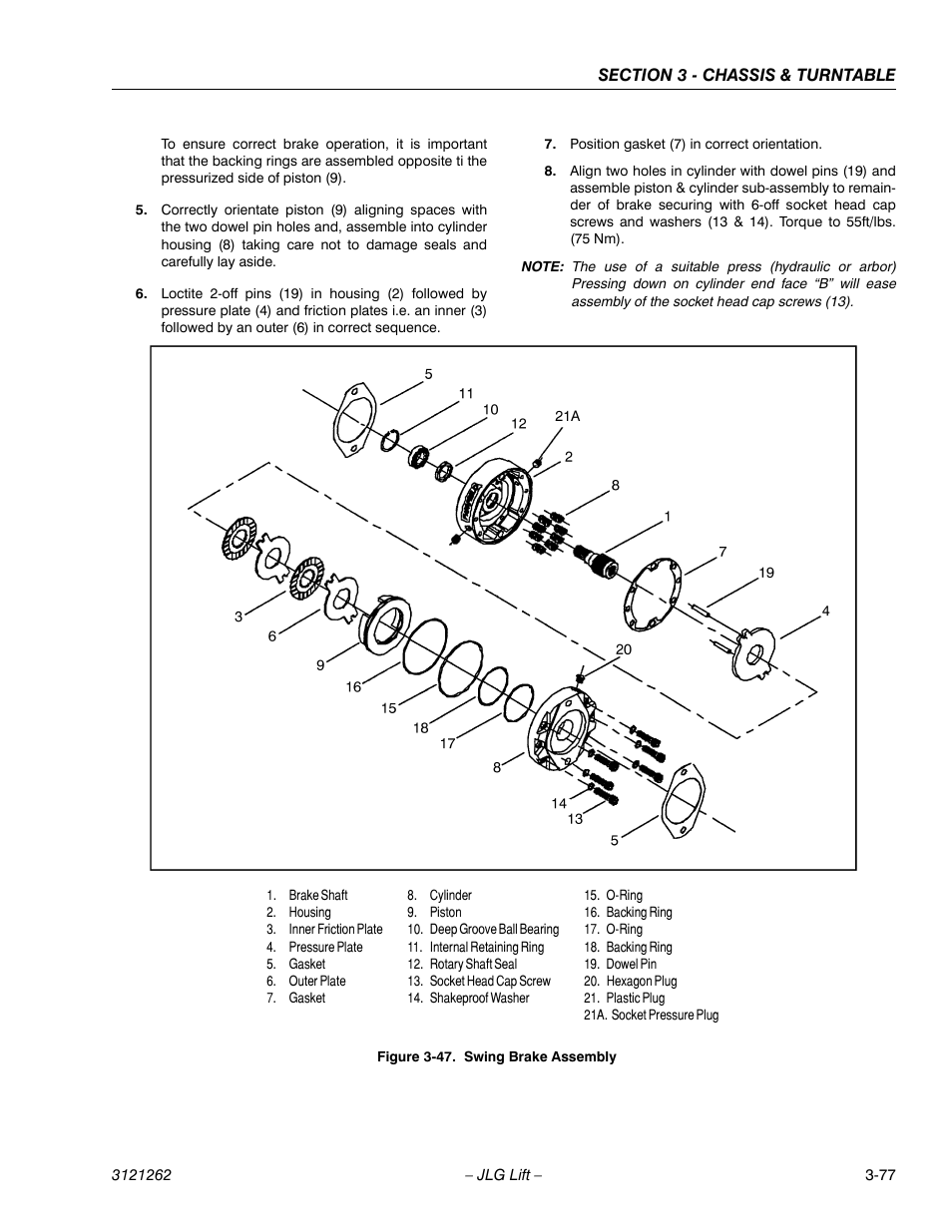 Swing brake assembly -77 | JLG 1500SJ Service Manual User Manual | Page 125 / 628