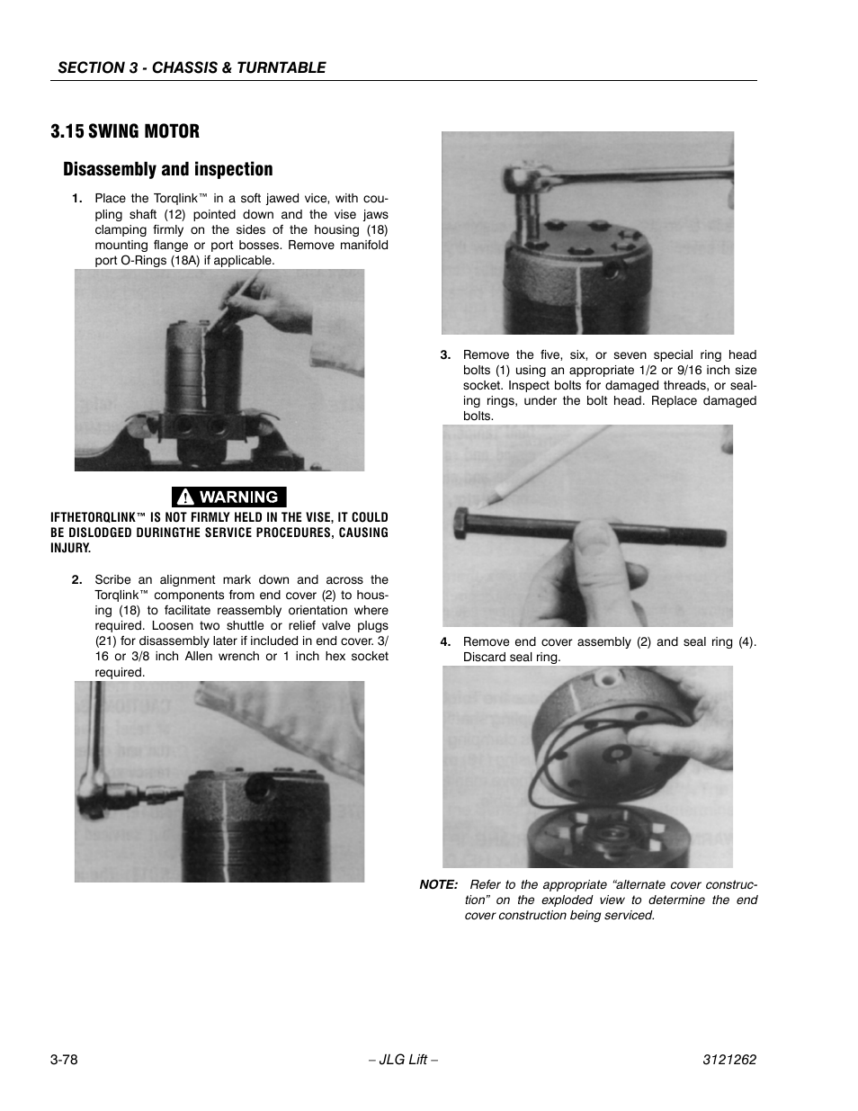 15 swing motor, Disassembly and inspection, Swing motor -78 | Disassembly and inspection -78, 15 swing motor disassembly and inspection | JLG 1500SJ Service Manual User Manual | Page 126 / 628