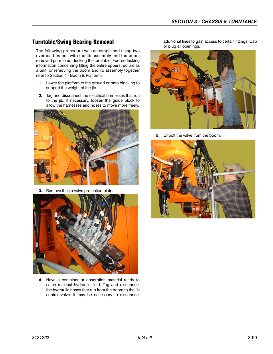 Turntable/swing bearing removal, Turntable/swing bearing removal -99 | JLG 1500SJ Service Manual User Manual | Page 147 / 628
