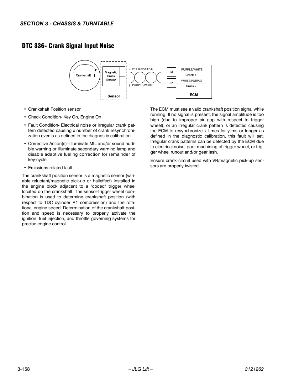 Dtc 336- crank signal input noise, Dtc 336- crank signal input noise -158 | JLG 1500SJ Service Manual User Manual | Page 206 / 628