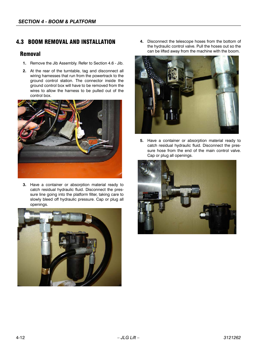 3 boom removal and installation, Removal, Boom removal and installation -12 | Removal -12, 3 boom removal and installation removal | JLG 1500SJ Service Manual User Manual | Page 258 / 628