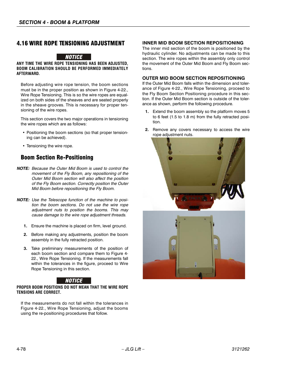 16 wire rope tensioning adjustment, Boom section re-positioning, Wire rope tensioning adjustment -78 | Boom section re-positioning -78 | JLG 1500SJ Service Manual User Manual | Page 324 / 628