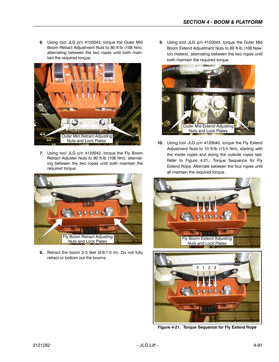 Torque sequence for fly extend rope -81 | JLG 1500SJ Service Manual User Manual | Page 327 / 628