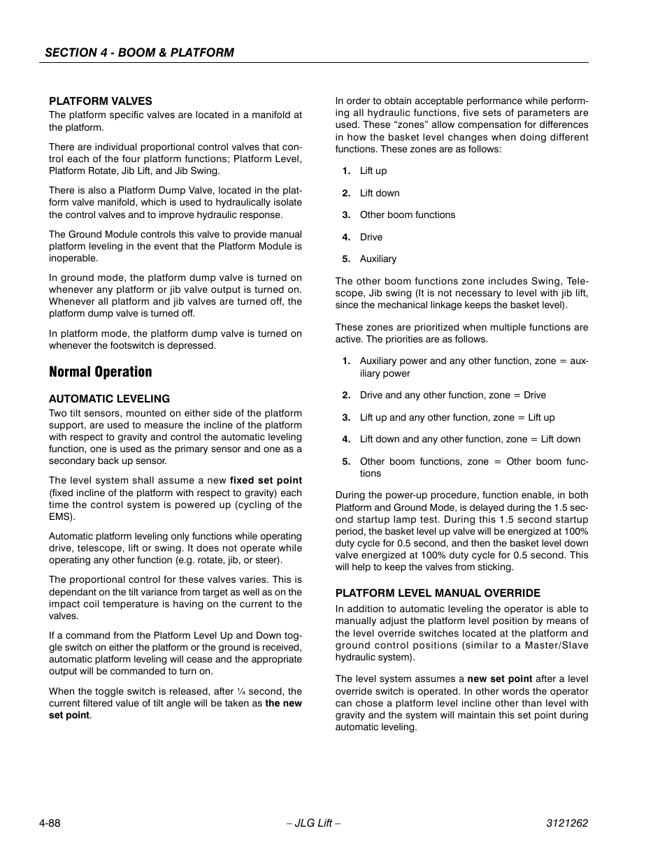 Normal operation, Normal operation -88 | JLG 1500SJ Service Manual User Manual | Page 334 / 628