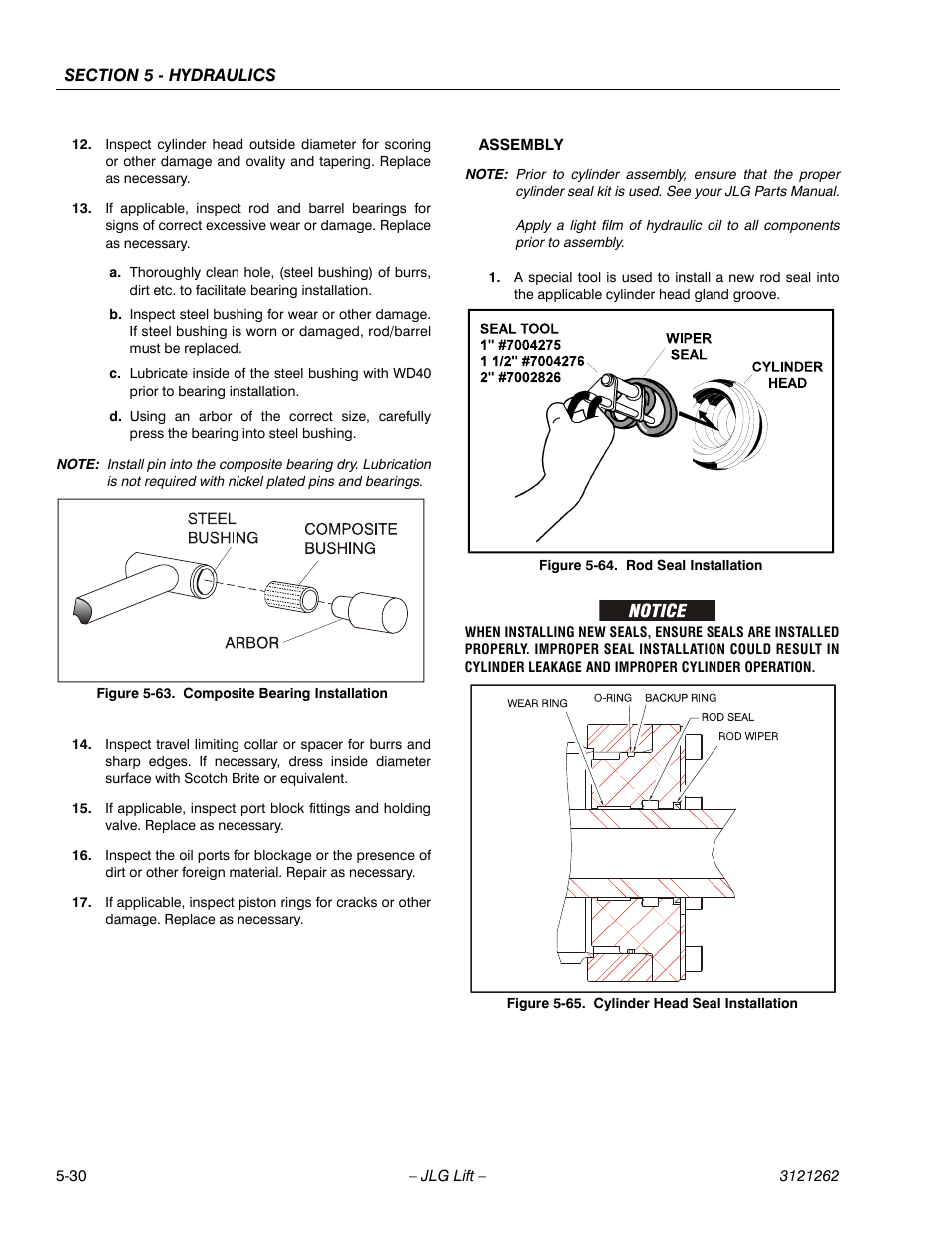 Composite bearing installation -30, Rod seal installation -30, Cylinder head seal installation -30 | JLG 1500SJ Service Manual User Manual | Page 382 / 628