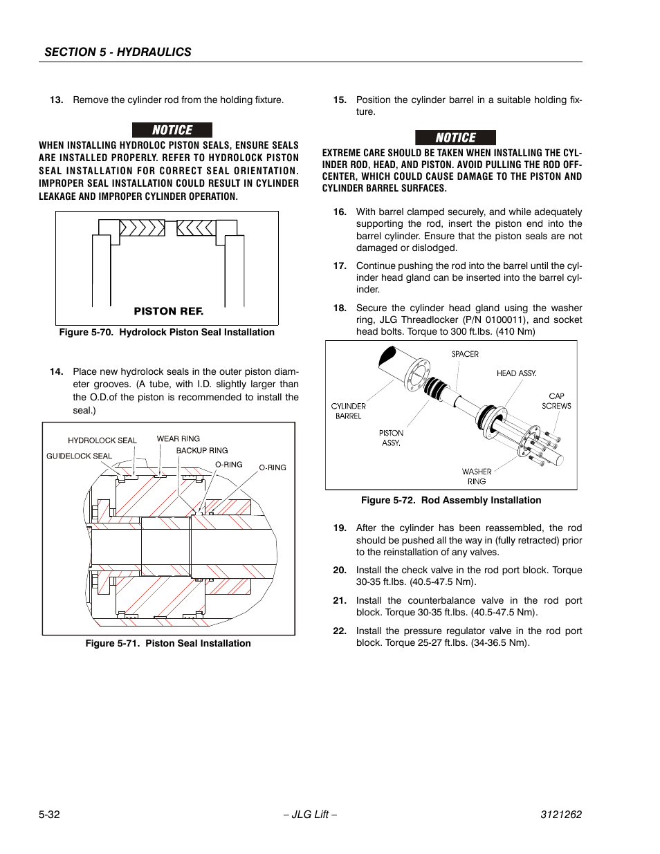 Hydrolock piston seal installation -32, Piston seal installation -32, Rod assembly installation -32 | JLG 1500SJ Service Manual User Manual | Page 384 / 628