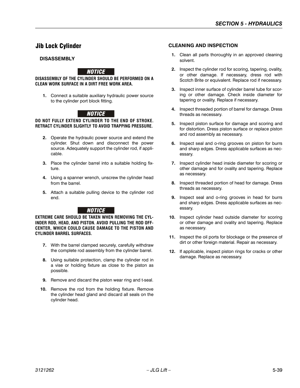 Jib lock cylinder, Jib lock cylinder -39 | JLG 1500SJ Service Manual User Manual | Page 391 / 628