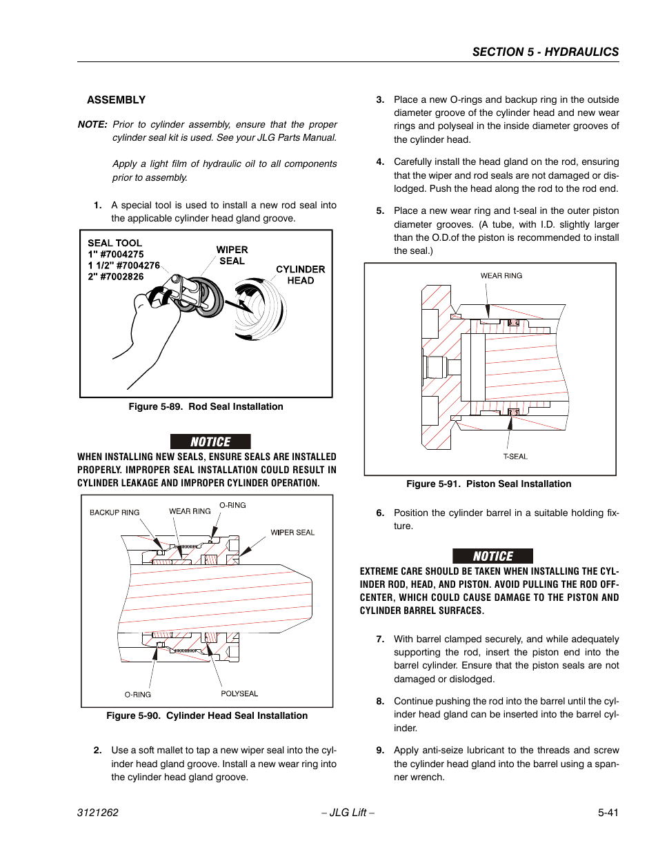 Rod seal installation -41, Cylinder head seal installation -41, Piston seal installation -41 | JLG 1500SJ Service Manual User Manual | Page 393 / 628