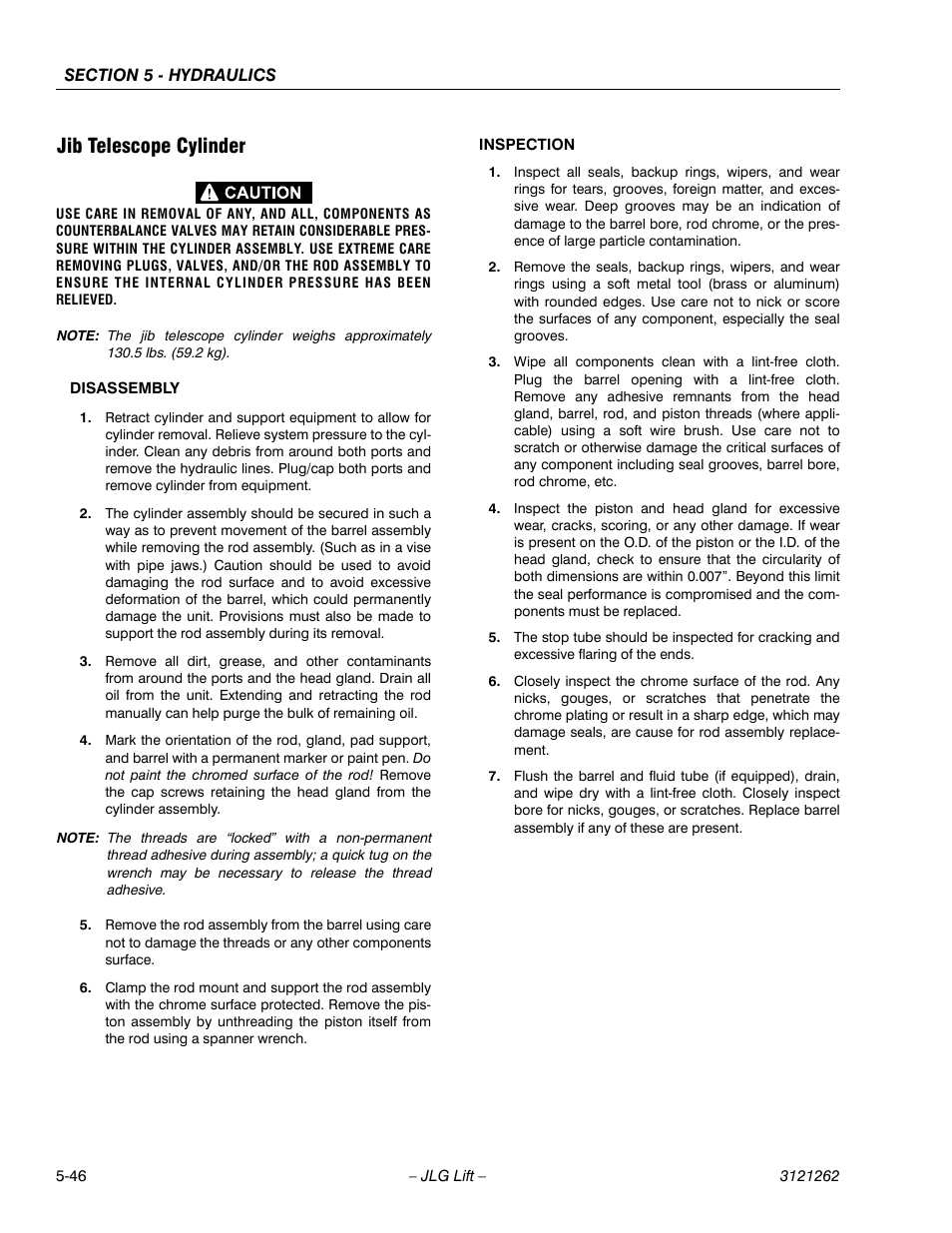 Jib telescope cylinder, Jib telescope cylinder -46 | JLG 1500SJ Service Manual User Manual | Page 398 / 628