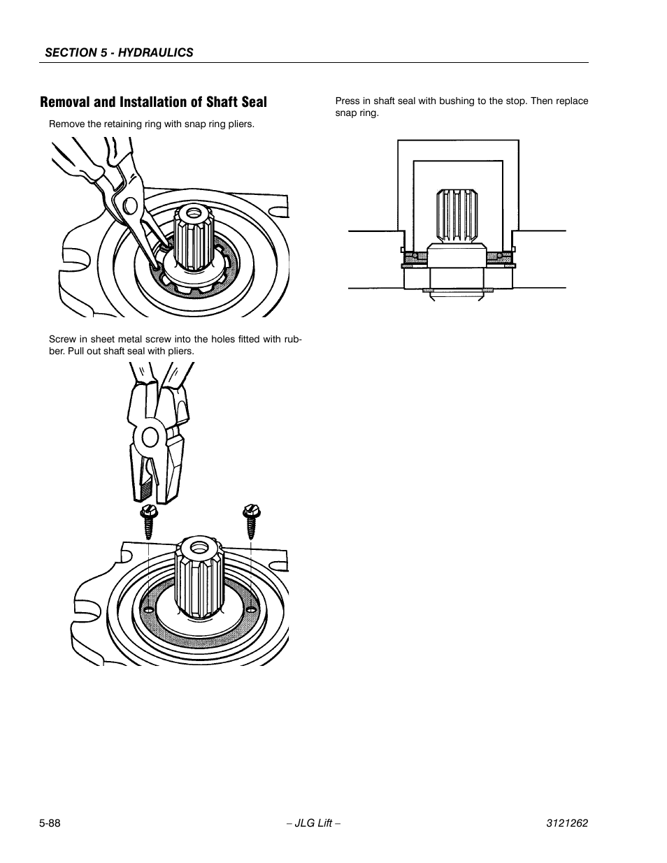 Removal and installation of shaft seal, Removal and installation of shaft seal -88 | JLG 1500SJ Service Manual User Manual | Page 440 / 628