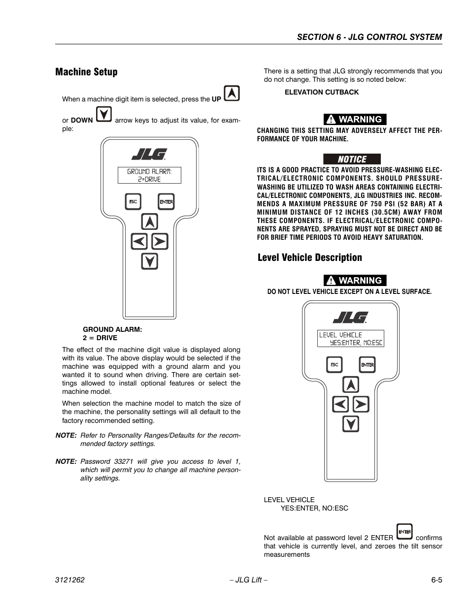 Machine setup, Level vehicle description, Machine setup -5 level vehicle description -5 | JLG 1500SJ Service Manual User Manual | Page 457 / 628