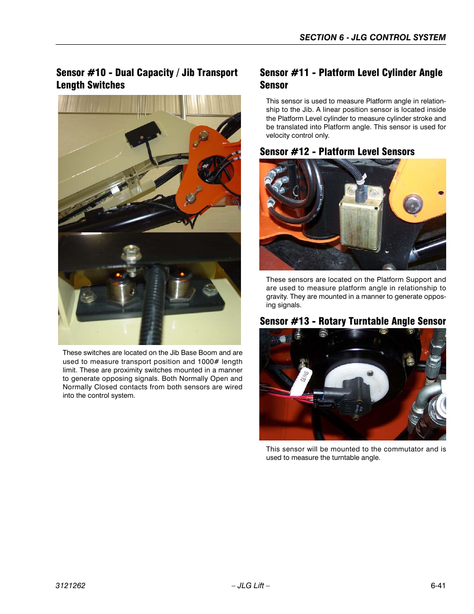 Sensor #11 - platform level cylinder angle sensor, Sensor #12 - platform level sensors, Sensor #13 - rotary turntable angle sensor | JLG 1500SJ Service Manual User Manual | Page 493 / 628