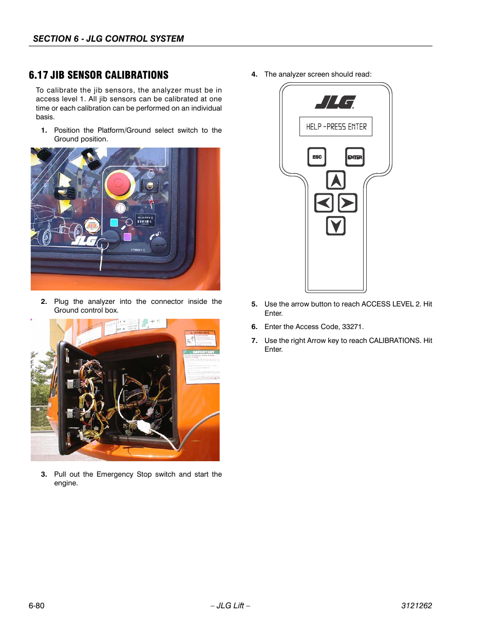 17 jib sensor calibrations, Jib sensor calibrations -80 | JLG 1500SJ Service Manual User Manual | Page 532 / 628