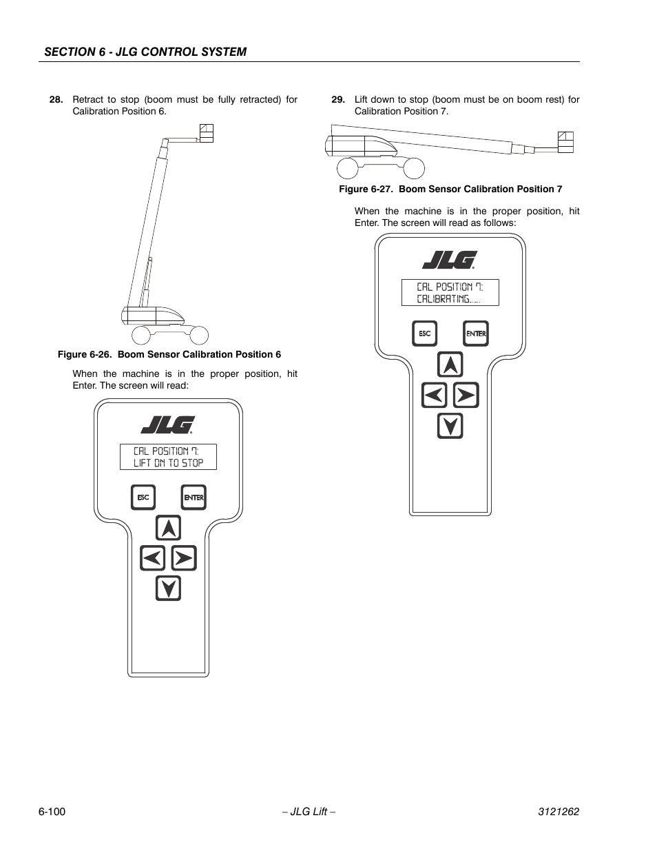 Boom sensor calibration position 6 -100, Boom sensor calibration position 7 -100 | JLG 1500SJ Service Manual User Manual | Page 552 / 628