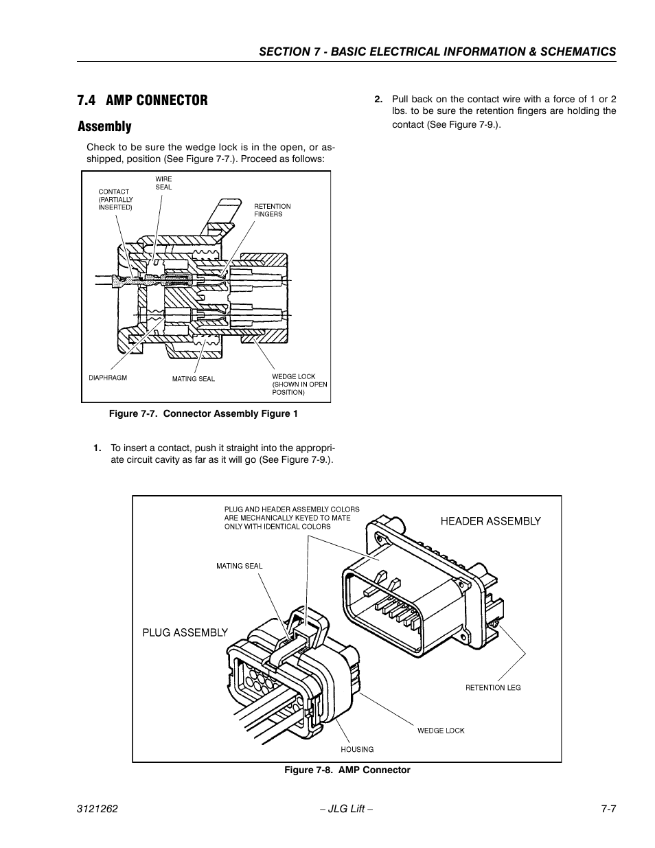 4 amp connector, Assembly, Amp connector -7 | Assembly -7, Connector assembly figure 1 -7, 4 amp connector assembly | JLG 1500SJ Service Manual User Manual | Page 587 / 628