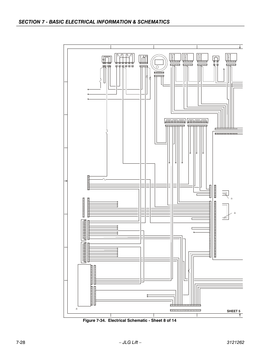 Electrical schematic - sheet 8 of 14 -28, Sheet 5, J7 (black) | JLG 1500SJ Service Manual User Manual | Page 608 / 628