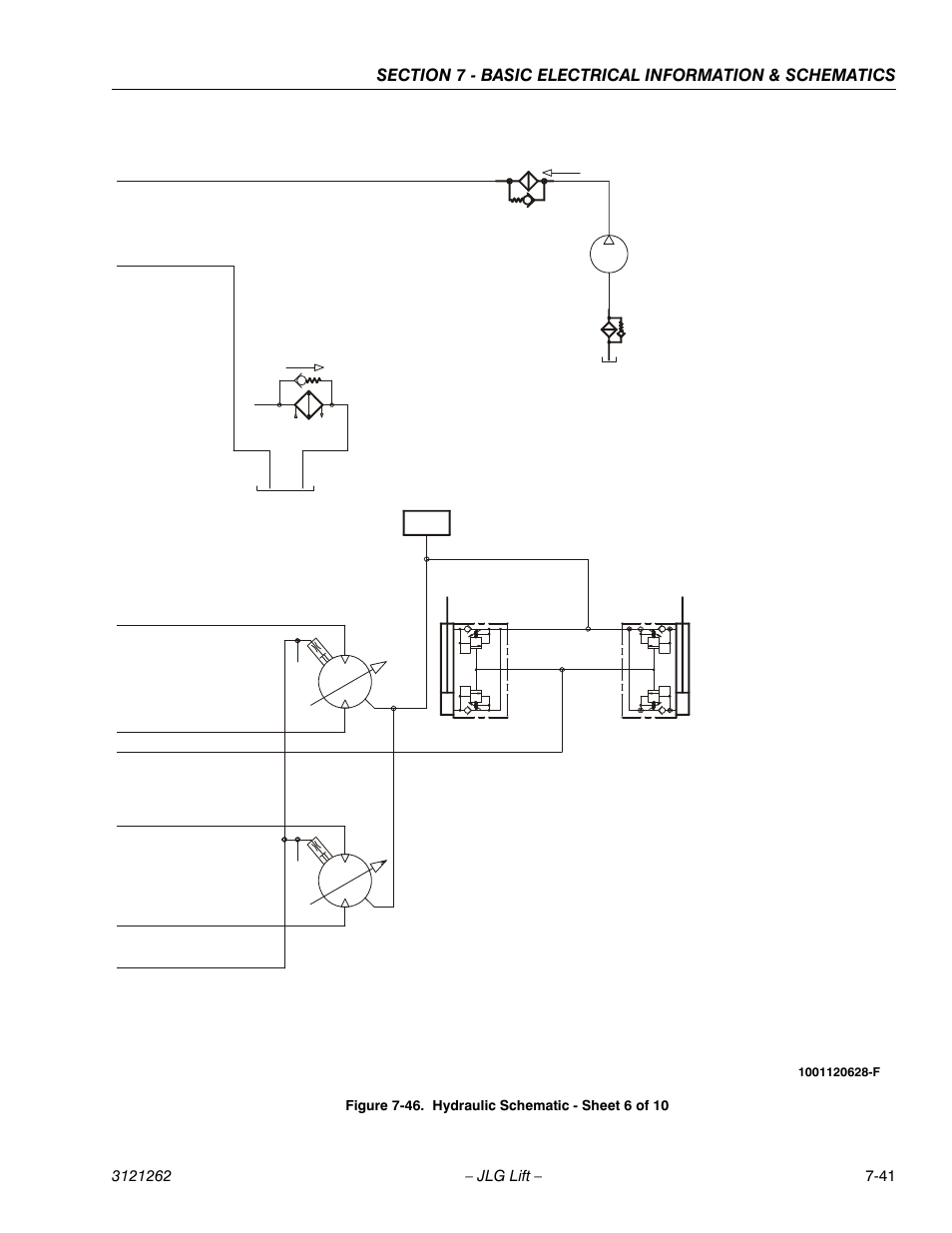 Hydraulic schematic - sheet 6 of 10 -41, Drive system sauer/danfoss pumps, Front axle | JLG 1500SJ Service Manual User Manual | Page 621 / 628