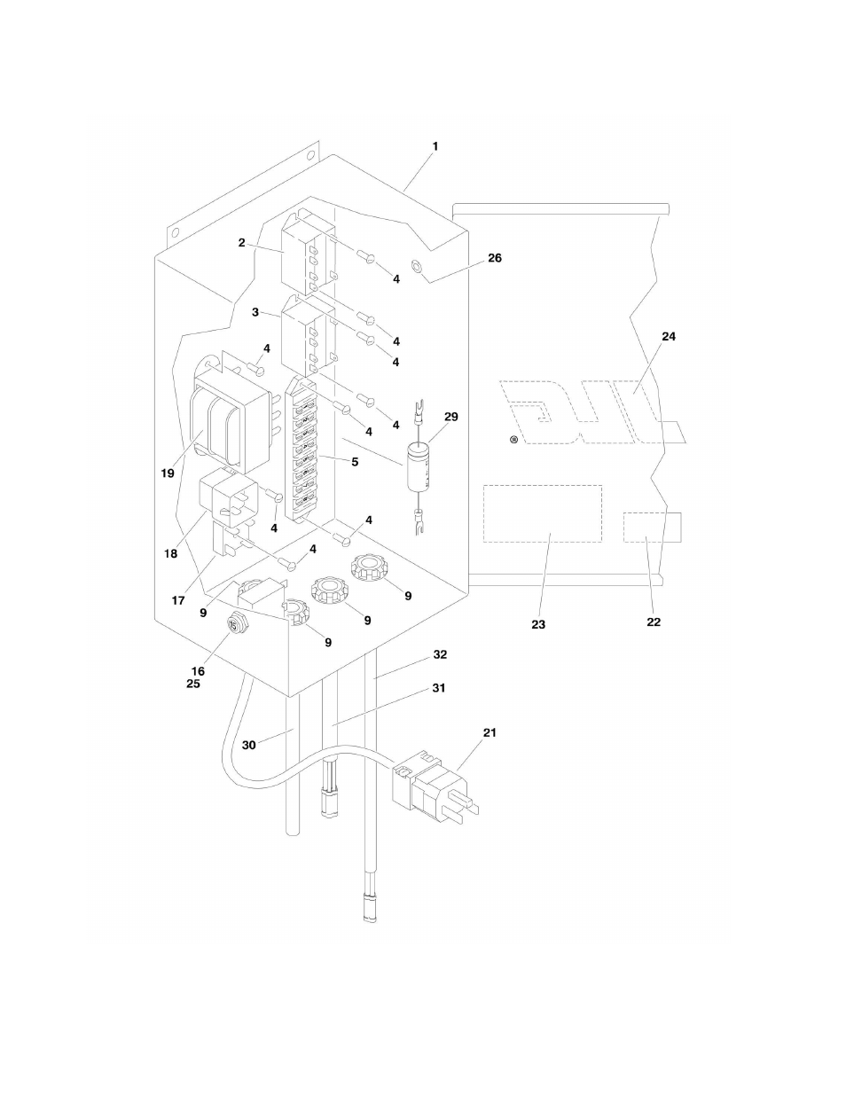 Figure 2-3. ac junction box assembly | JLG 15AMI (3120876-2014) Parts Manual User Manual | Page 24 / 130