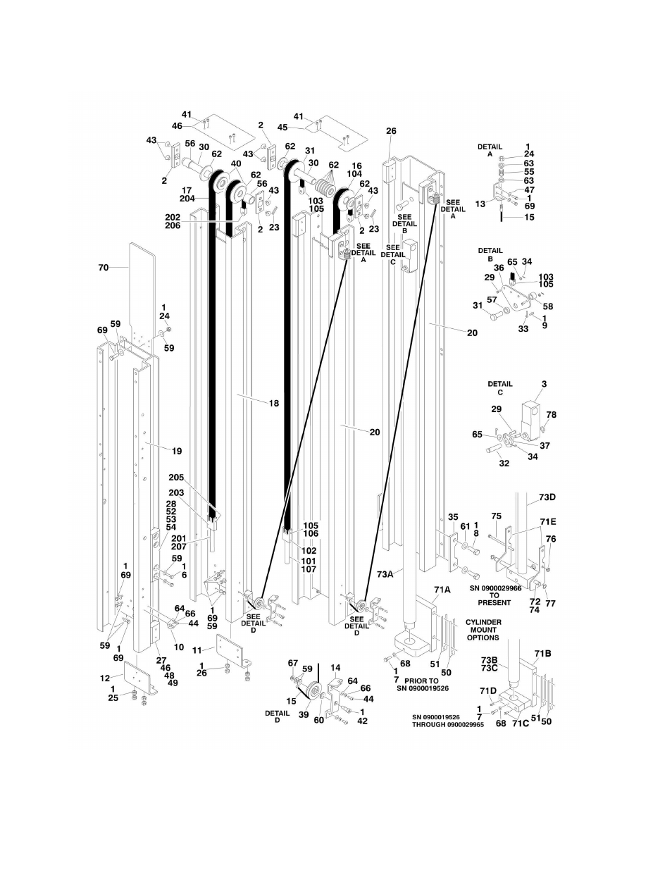 Figure 3-1. mast assembly (all chain) | JLG 15AMI (3120876-2014) Parts Manual User Manual | Page 62 / 130