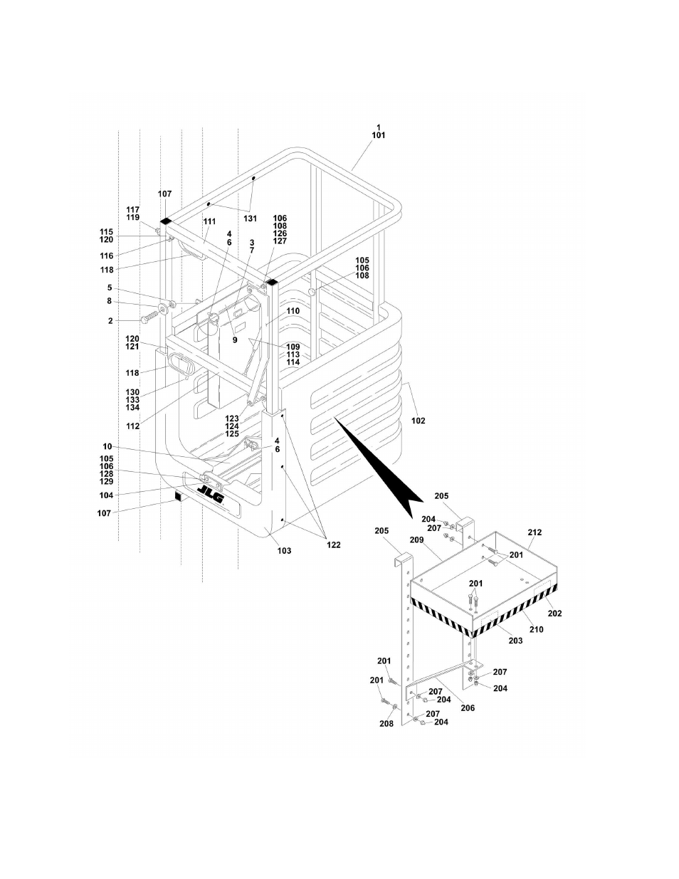 Figure 4-1. molded platform installation | JLG 15AMI (3120876-2014) Parts Manual User Manual | Page 70 / 130