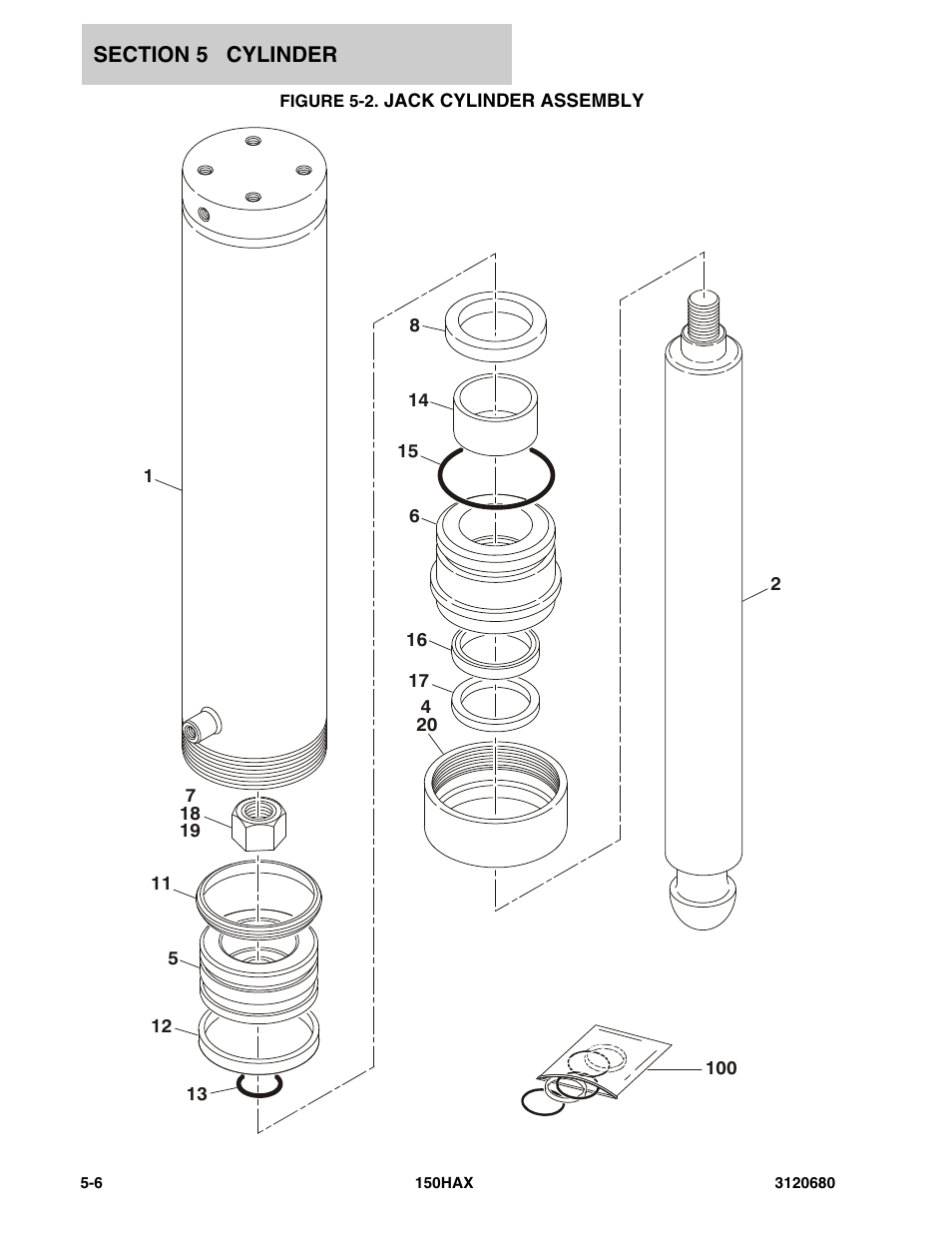 Figure 5-2. jack cylinder assembly | JLG 150HAX ANSI Parts Manual User Manual | Page 164 / 238