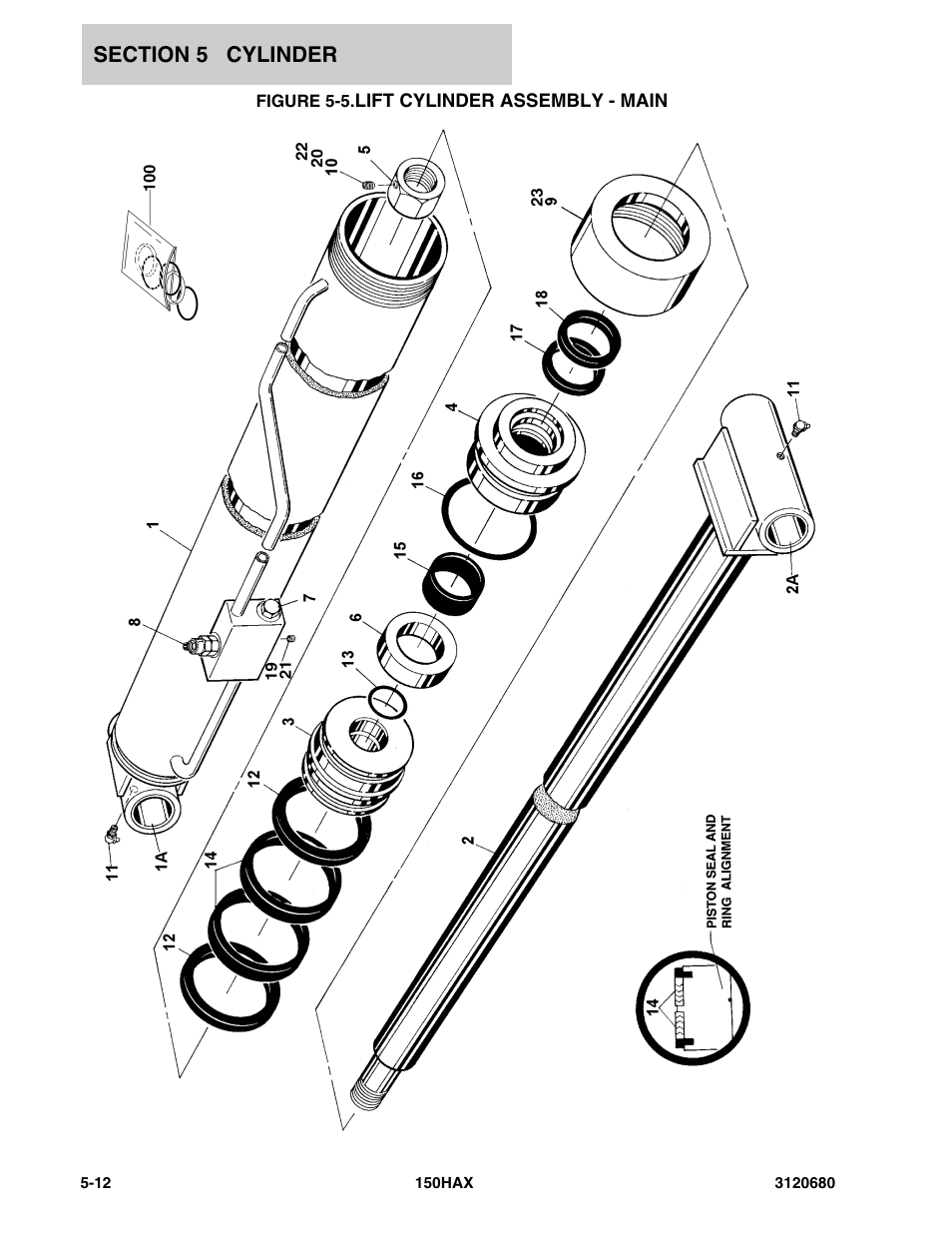 Figure 5-5. lift cylinder assembly - main | JLG 150HAX ANSI Parts Manual User Manual | Page 170 / 238