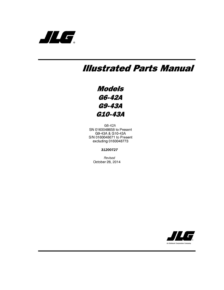 JLG G6-42A Parts Manual User Manual | 478 pages