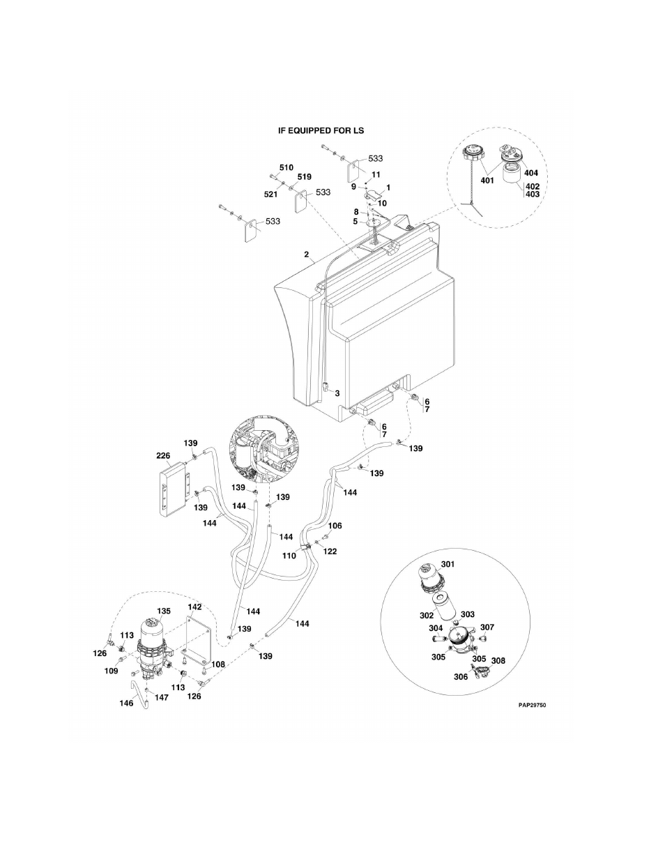 Figure 4-6. fuel tank and lines if equipped for ls | JLG G6-42A Parts Manual User Manual | Page 108 / 478