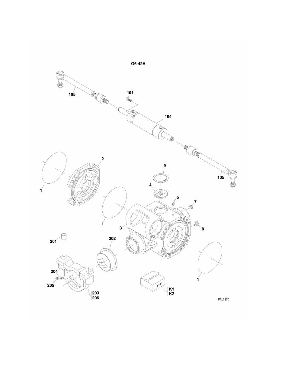 Figure 5-13. central housing and steering g6-42a | JLG G6-42A Parts Manual User Manual | Page 156 / 478