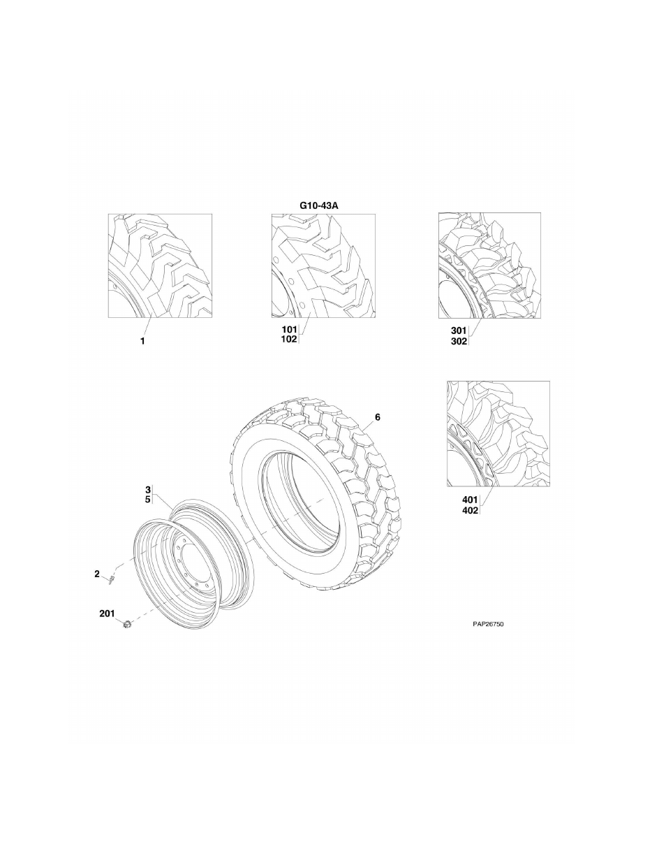 Figure 5-37. wheel assembly g10-43a | JLG G6-42A Parts Manual User Manual | Page 208 / 478