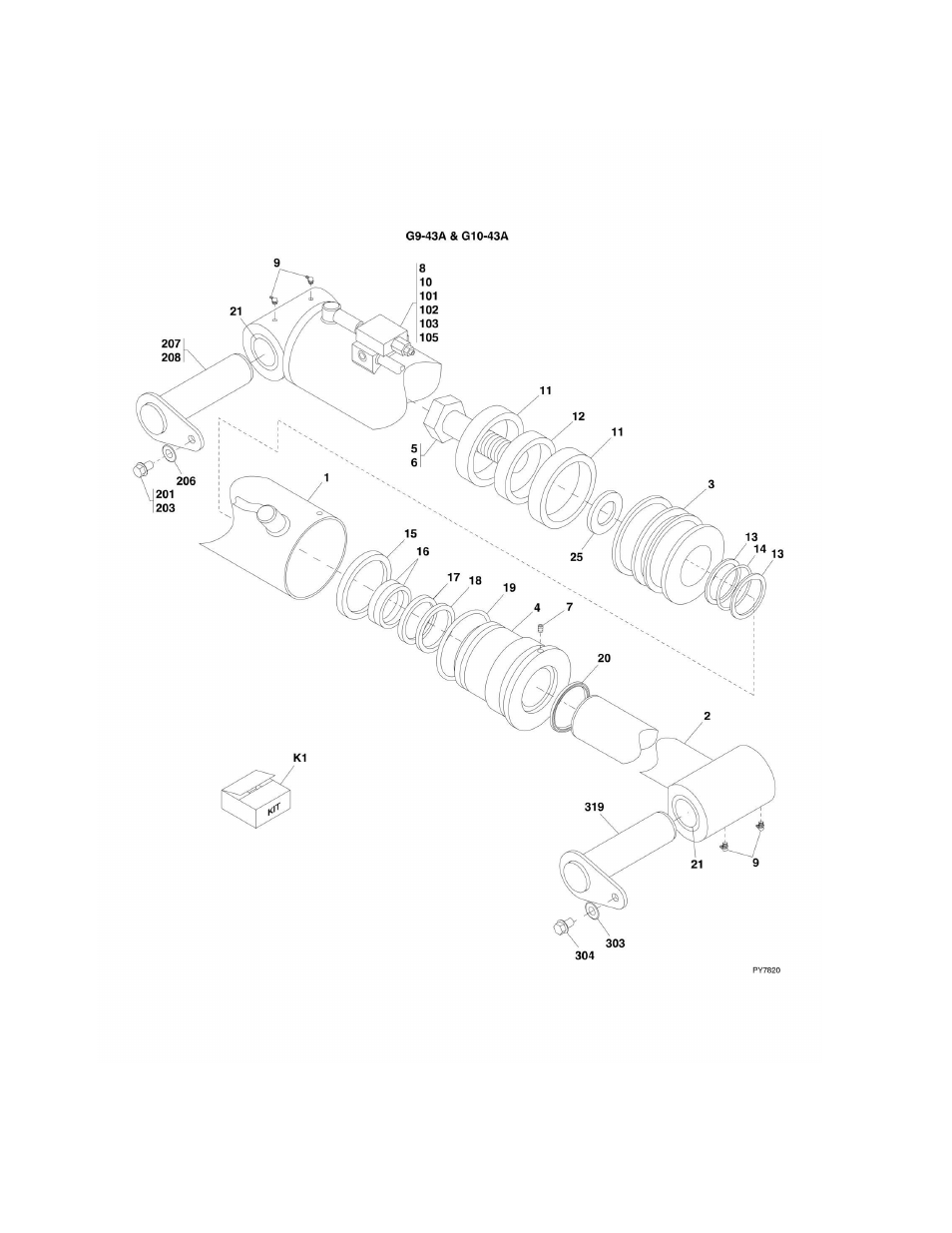 Figure 9-3. lift cylinder g9-43a & g10-43a | JLG G6-42A Parts Manual User Manual | Page 318 / 478