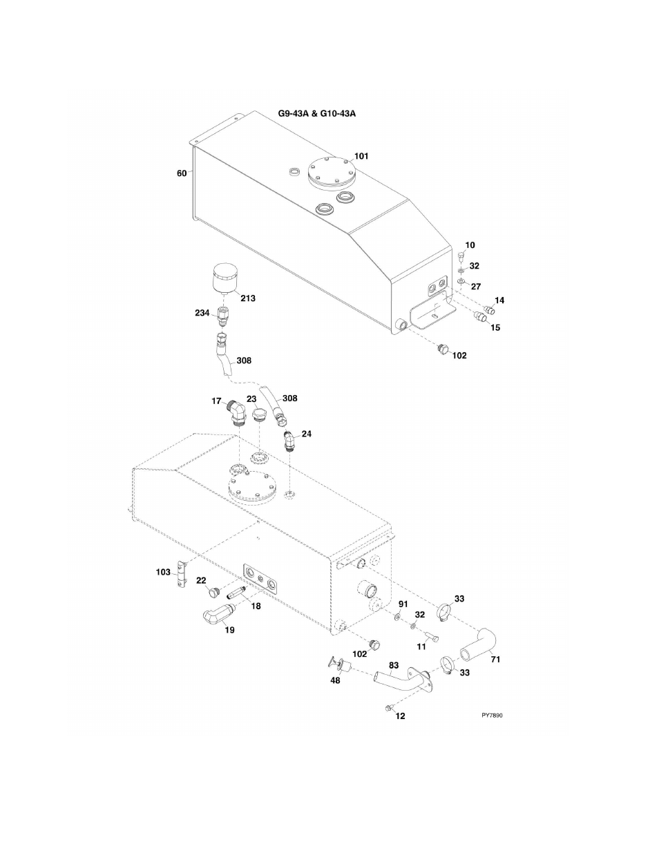 Figure 9-28. hydraulic tank g9-43a & g10-43a | JLG G6-42A Parts Manual User Manual | Page 374 / 478