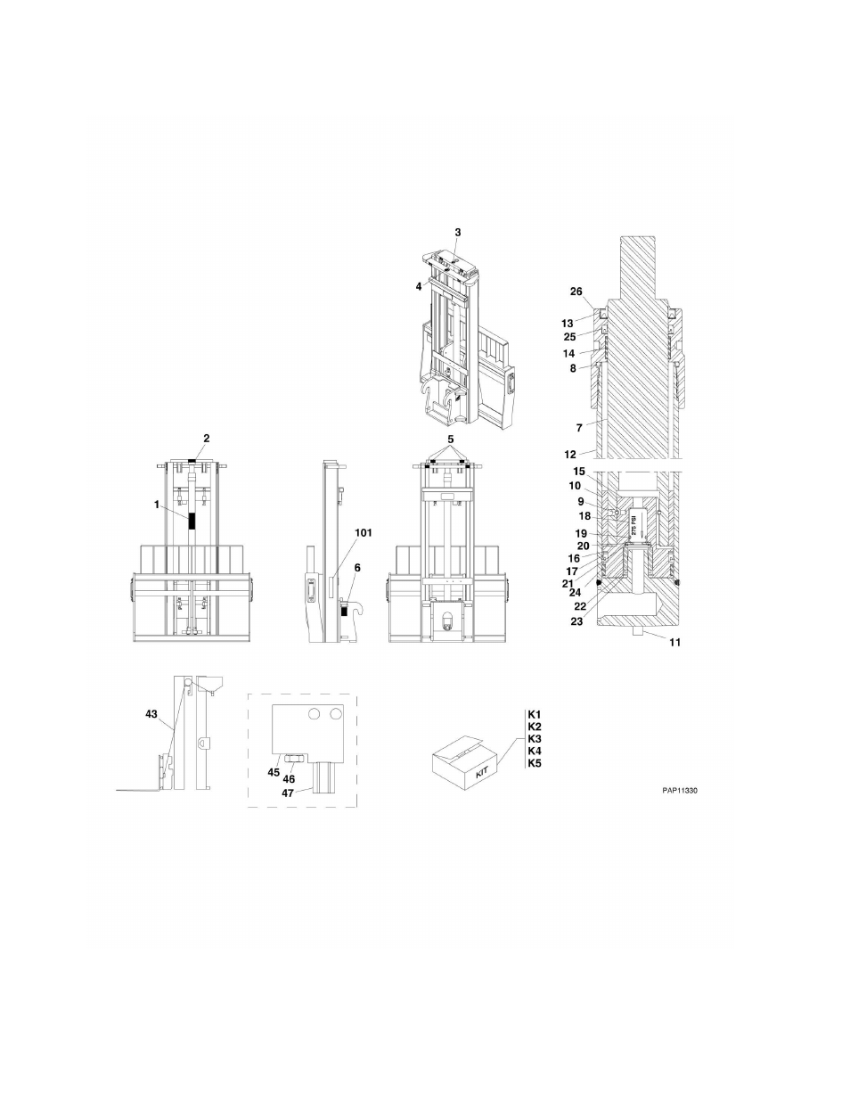 Figure 3-16. 8ft standard mast | JLG G6-42A Parts Manual User Manual | Page 88 / 478