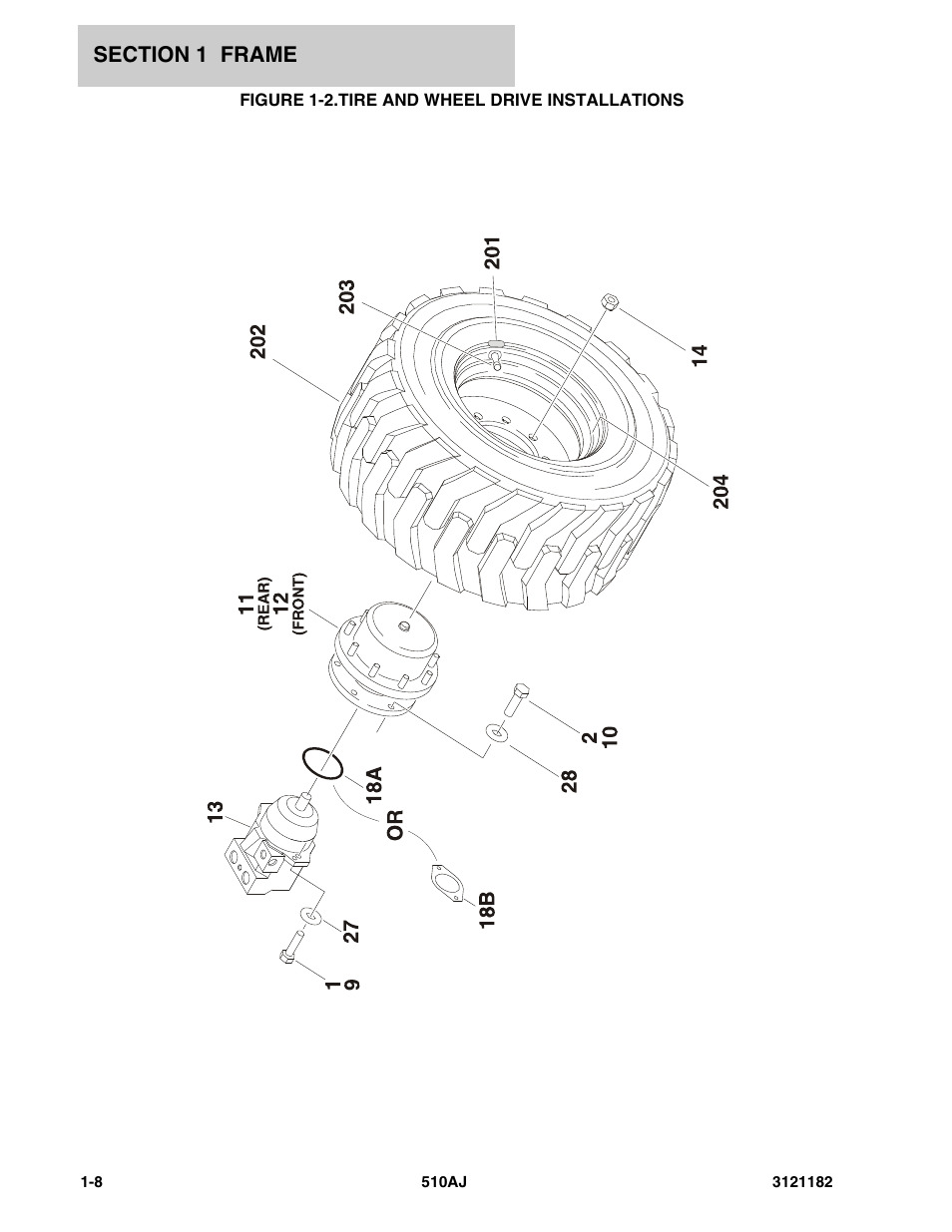 Figure 1-2. tire and wheel drive installations, Tire and wheel drive installations -8 | JLG 510AJ Parts Manual User Manual | Page 16 / 336