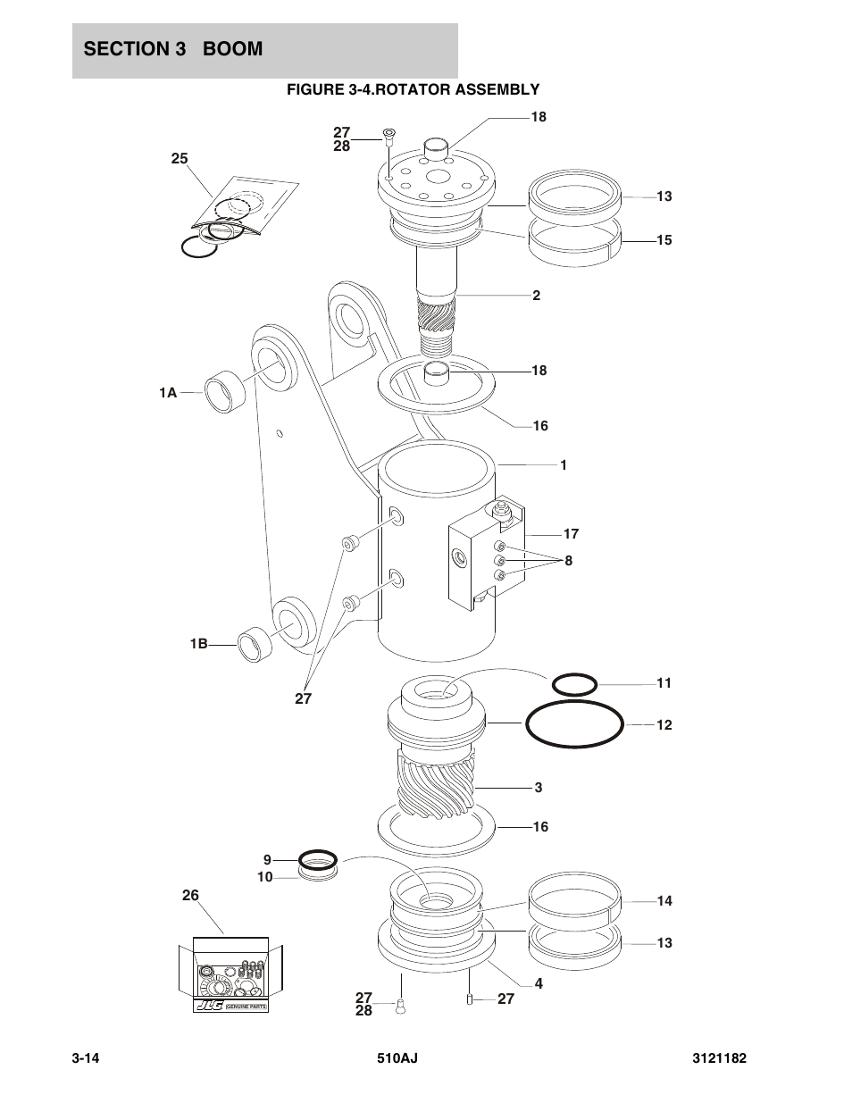 Figure 3-4. rotator assembly, Rotator assembly -14 | JLG 510AJ Parts Manual User Manual | Page 174 / 336