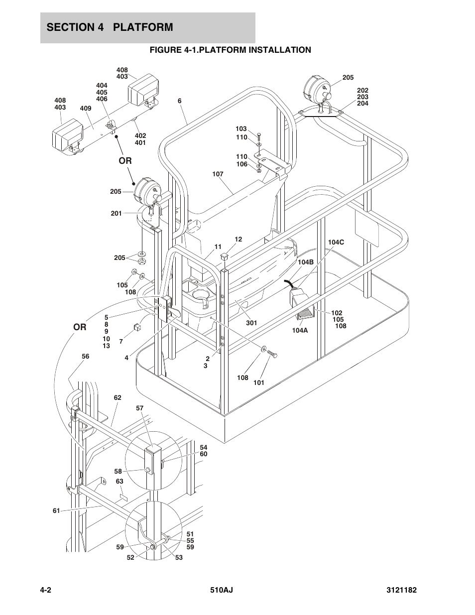 Figure 4-1. platform installation, Platform installation -2, Figure 4-1.platform installation | JLG 510AJ Parts Manual User Manual | Page 180 / 336